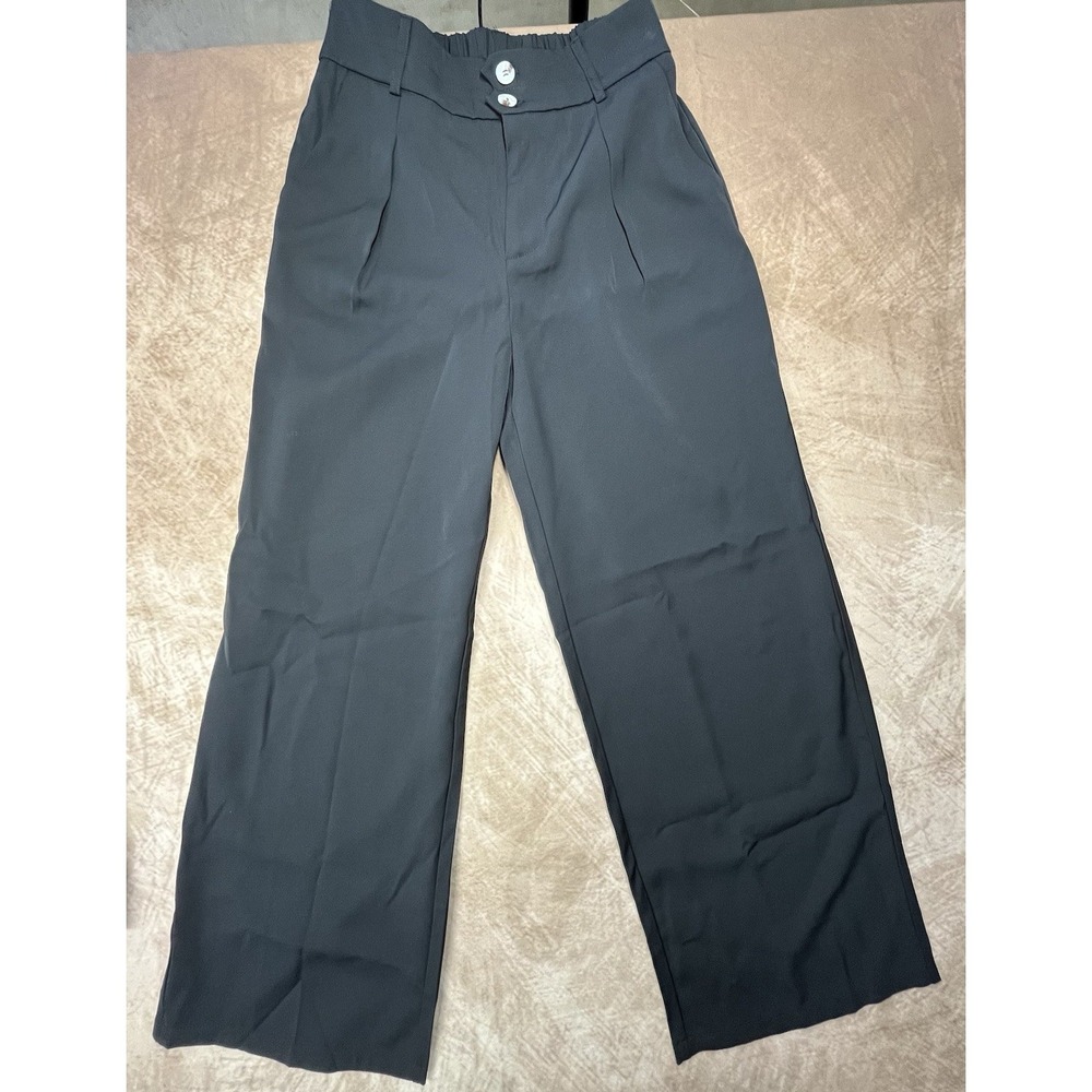 Black Dress Slacks With Elastic Waist With Button And Zipper By BTFBM Womens M